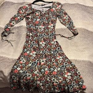 Betsey Johnson Multicolor Floral Long Sleeve Dress